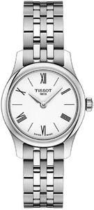 Reloj suizo para mujer Tissot T063.009.11.018.00 esfera blanca tono plateado tradicional - Imagen 1 de 7
