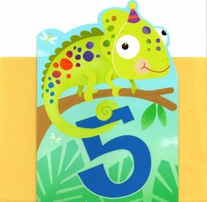 Happy 5th Birthday Turning 5 Five Colorful Chameleon Hallmark Greeting Card - Picture 1 of 3