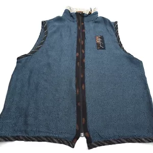 K.d. Spring Vest Size Large Green Boho Lagenlook Full Zip USA Womens Vtg - Picture 1 of 9