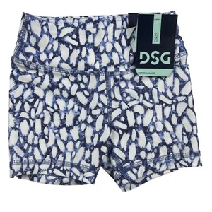 DSG Girls Youth 3" Bike Shorts Performance Compression Size 2XS (4-5) Blue Print - Picture 1 of 7