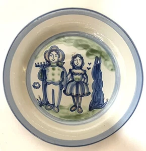 M.A. Hadley Pottery 13” Ceramic Serving Platter Farmer and Farmer Wife Signed - Picture 1 of 5