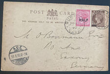 1895 Durban Natal Afrique du Sud carte postale papeterie couverture pour Aue Allemagne