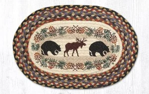 2 Braided Jute Oval Stenciled Placemat/Trivet/Swatch. Earth Rugs. MOOSE, BEAR. - Picture 1 of 1