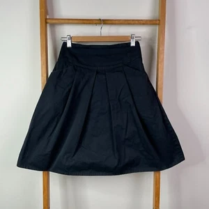 Cue A-Line Skirt Womens 6 Black Italian Fabric Knee Length Pleated Unlined - Picture 1 of 9
