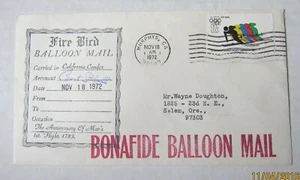1972 Bonfide Balloon Air Mail Cover~ California Condor Fire Bird Murphy's CA - Picture 1 of 1