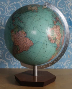 Antiguo Globo Terráqueo Alemán - JRO GLOBUS - AÑOS 50 - Pie de Madera.Vintage - Imagen 1 de 7