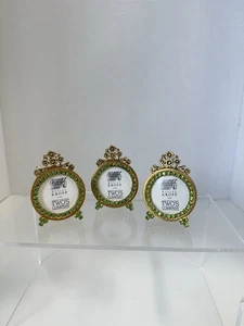 3er Set Vintage Two's Co runde Bilderrahmen mit Schmucksteinen Strass WJ4 - Bild 1 von 3