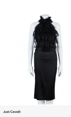 Vestido halter negro 100 % seda Roberto Cavalli para mujer talla XS perfecto estado. Foto 1 de 4