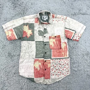 Goouch Hemd Herren S Vintage 100% Leinen Notationen Abstrakt Blumen AOP Kurzarm - Bild 1 von 9