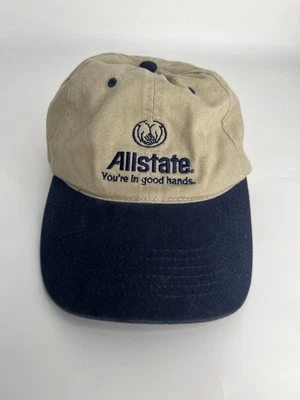 Allstate You’re In Good Hands Ball cap Dad Hat Tan Navy Old School - Image 1 of 4