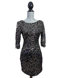 Kristall Puppe Pailletten Kleid Damen S Schwarz Glam Event Hoco Urlaub Party - Bild 1 von 10