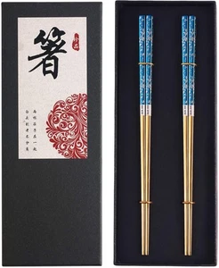 Metal Chopsticks Titanium Plated Stainless Steel Chopsticks Reusable Dishwash... - Picture 1 of 7