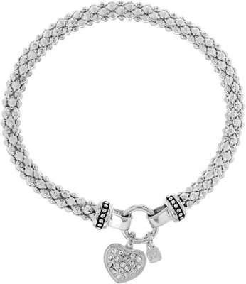 Pulsera elástica Nine West para mujer cristal pavé corazón tono plata  Foto 1 de 2