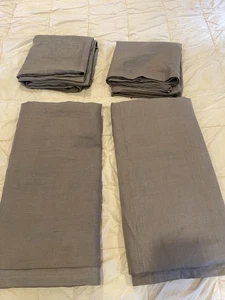 Lot 4 Restoration Hardware club masters of Linen Belgian Linen Curtains Fog 96” - Picture 1 of 24