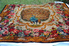 Vintage Wool Rug 77 x 58 Peacock & Floral Design