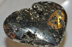 181gms"Incredible Bright/AAAA"~Peru IRON PYRITE HEART Raw Crystal Specimen I1266 - Picture 1 of 10