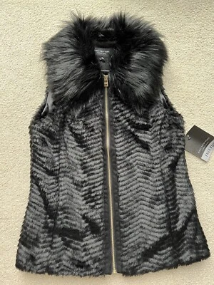 Chaleco MARC NEW YORK ANDREW MARC NEGRO Imitación Piel Dorado Cremallera MUJERES Forrado TALLA XS Nuevo Foto 1 de 4