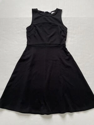 Bailey 44 Dress Womens S Black Mesh Cutouts Skater Jersey High Neck - Image 1 of 4