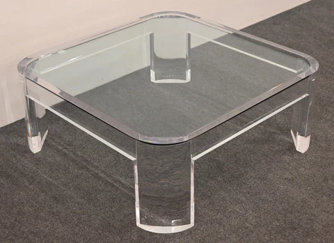 Les Prismatiques Large Lucite and Glass Coffee Table, 1970s Cover