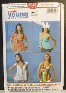 Burda Young Moda Patrón 8043 Misses Prendas para el torso Halter Manga Corta Tallas 6-18 - Imagen 1 de 12