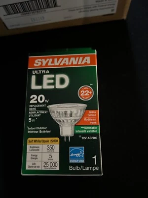 Sylvania Ultra LED 20W Using 5W Flood MR16 GU5.3 Soft White Dimmable Light Bulb - Image 1 of 3