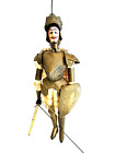 Antique Handmade hammered Brass Armor, Wood Italian Puppet Roman Soldier 24"