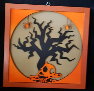 De colección Halloween Colgante Pared Árbol Negro, Esqueleto, Arañas 11"" x 11"" Decoración Espeluznante - Imagen 1 de 6