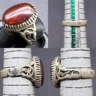 Vintage Near Eastern Jewelries Natural Carnelian Agate Stone Pure Sliver Ring