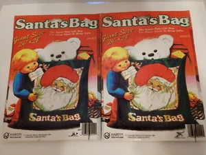 2 Vintage 1991 Hartin Santa's Bag The Super Poly Gift Bag Giant Size 24x28 - Picture 1 of 3