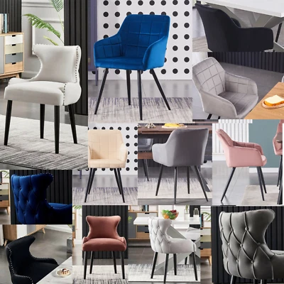 Velvet Padded Dining Chair Accent Designer Chair with/without Arms Set 1/2/4/6