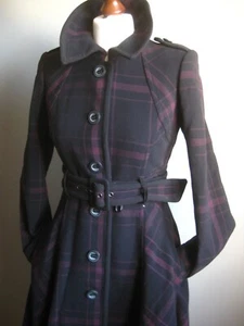 PRINCESS COAT FIT FLARE long trench victorian belt check 8 6 JASPER CONRAN pink - Picture 1 of 20