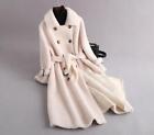 Womens New Fashion Winter Lapel Long Sleeve Double-Breasted Faux Lamb Wool Coat