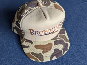 vintage Browning rifle gun brown camo mesh snapback hat Korea trucker hunting - Picture 1 of 14