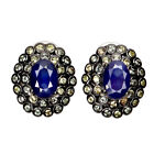 Heated Sapphire 7x5mm Sapphire Gemstone 925 Sterling Silver Jewelry Earrings