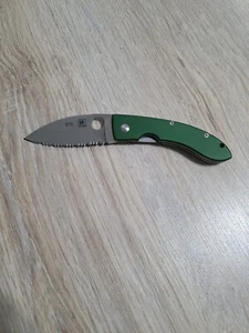 Spyderco C65S Bob Lum Chinese Folder #876 Serrated Green Almite Aluminum Knife - Picture 1 of 9