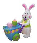 4 Foot Tall Easter Inflatable Happy Bunny Rabbit Pushing Cart with Two Eggs 