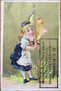 Tarjeta comercial victoriana California Wine Depot 1890 - litografía a color - licores - Imagen 1 de 1