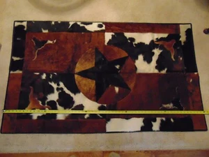 Handmade Natural Leather Patchwork RECKTANGLE 3 ft X 5 ft Cowhide Rug TEXAS STAR - Picture 1 of 10