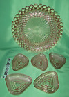 Pink Depression Glass Diamond Pattern Waterford Platter With Triangle Plates