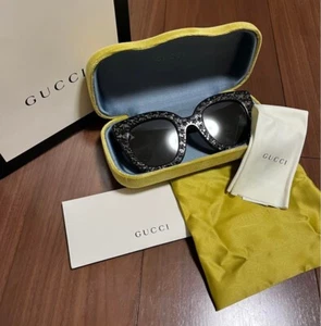 GUCCI Sunglasses Star Studded Eyewear Glasses Black Women W/Case&bag ES1 - Picture 1 of 7