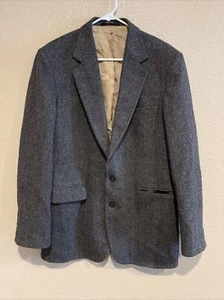 IMPERIAL By HAGGAR Vintage 100% wool heavy BrownTweed men's jacket coat 42L - Picture 1 of 8