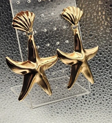 Pendientes estrellas de mar y concha - dorados Foto 1 de 2