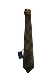 TH Men Silk Tie Green Brown Black Snake Design - Picture 1 of 4