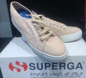 Superga 2750 Cotu Classic Pink Skin Canvas Trainers Size UK 10 EU 44.5 NEW & BOX - Picture 1 of 14