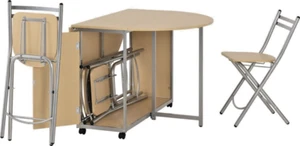 Budget Butterfly Dining Set Beech with 4 Silver Framed Chairs - Picture 1 of 11