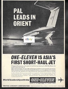 PHILIPPINE AIR LINES PAL 1964 WÄHLT DIE BAC 1-11 JETS FÜHRT IN ORIENT ANZEIGE - Bild 1 von 1