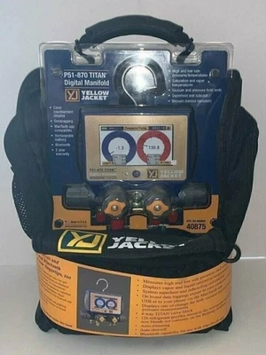 Yellow Jacket P51-870 Titan Digital Manifold 40875 w/ 5/16 Compact Valve Hoses - Image 1 of 4