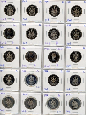 1968 - 2017 Canada Half Dollar 50 Cents Collection of 31 Coins - Image 1 of 4