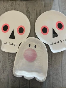 Meri Meri Set of 3 Paper Plates Halloween Skeleton Ghost Decor Party Supplies - Picture 1 of 5