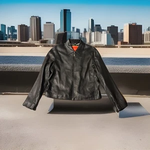 Isaac Mizrahi Target Gr. LG Lederjacke Reißverschluss schwarz Zebra Innenfutter - Bild 1 von 6